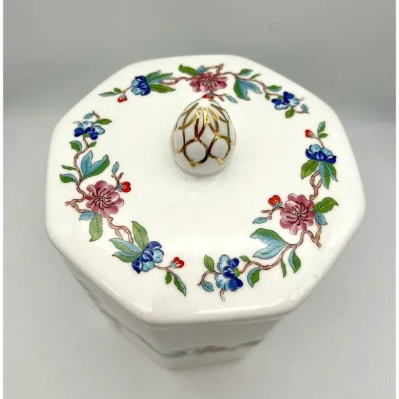 Vintage Aynsley Pembroke Biscuit Jar  Barrel Canister Candy Discontinued Octagon - Picture 4 of 8